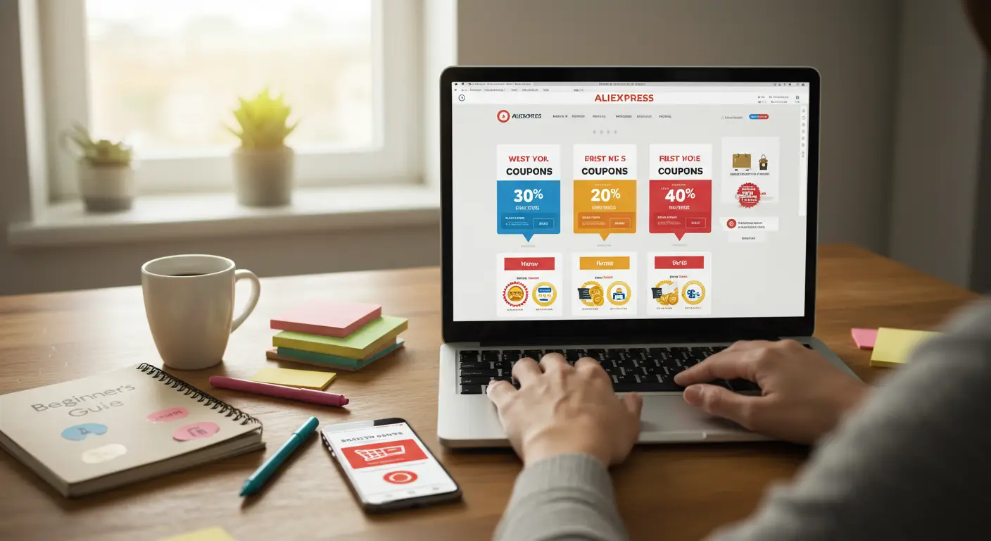 A Beginner’s Guide to Aliexpress Coins, Coupons, and Discounts explains how shoppers can collect and use coins, redeem coupons, and take advantage of various discounts to save money when shopping on Aliexpress.