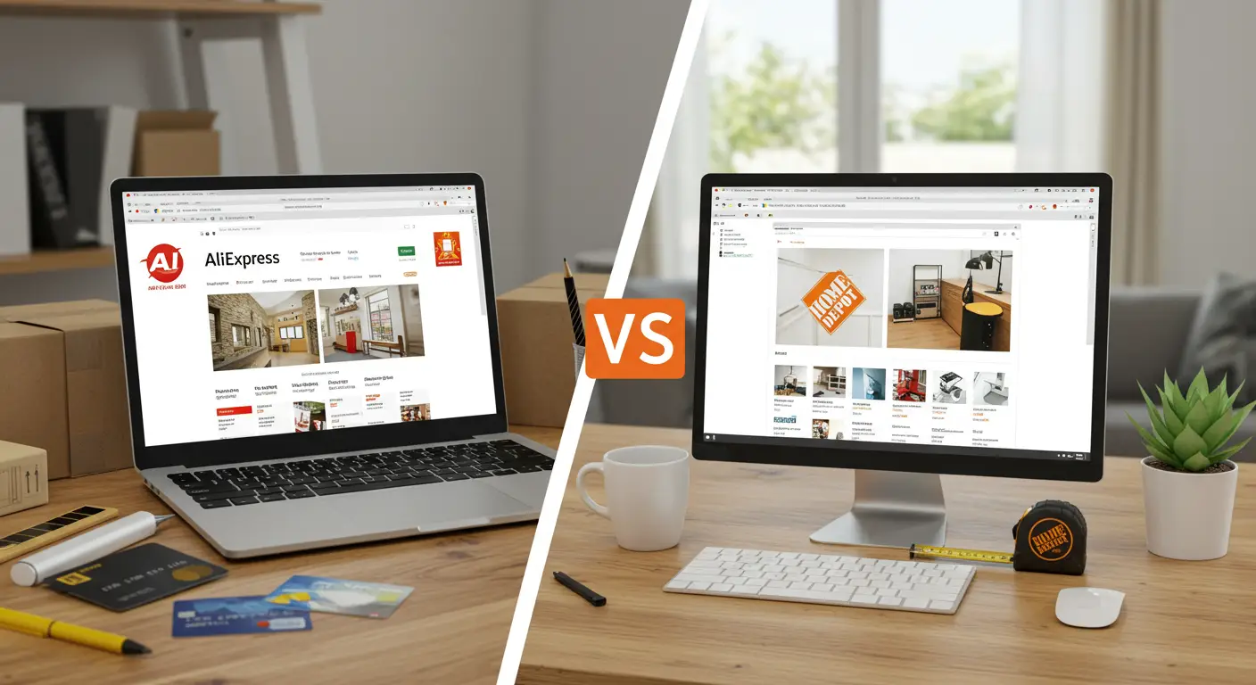 AliExpress offers a vast range of affordable home improvement items from international sellers with longer shipping times, while Home Depot provides a curated selection of quality products with faster delivery and in-store pickup, making it more reliable for urgent and specialised home improvement needs.