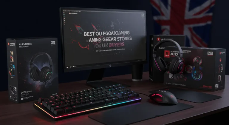 Top AliExpress gaming gear stores for UK buyers, featuring keyboards, headsets, mice, and accessories for online shopping enthusiasts seeking quality and affordability.