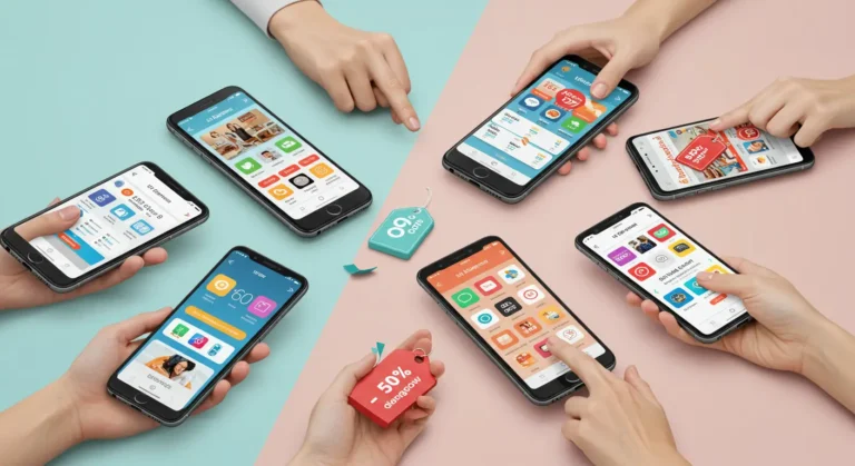 Smartphone displaying various user-friendly shopping app icons, highlighting convenient and affordable online shopping alternatives to AliExpress in the UK.