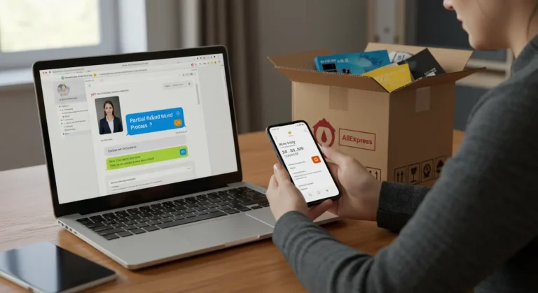 Partial refund process on AliExpress: after resolving disputes, buyers receive a portion of payment back without returning the online shopping order.