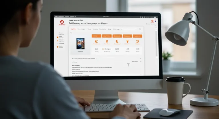 Aliexpress currency and language settings screen, highlighting English (UK) and GBP selection for online shopping convenience; user interface with dropdown menus and country options.