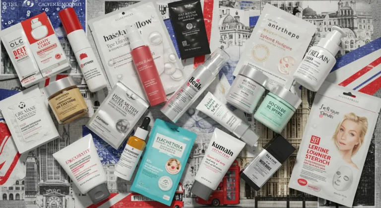 Online shopping concept featuring beauty and skincare products from top AliExpress stores, tailored for UK buyers seeking affordable quality and trending items.