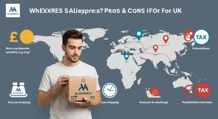 AliExpress Saver Shipping pros and cons for UK shoppers: affordable delivery, longer shipping times, online shopping parcels, budget-friendly option, tracking limitations.