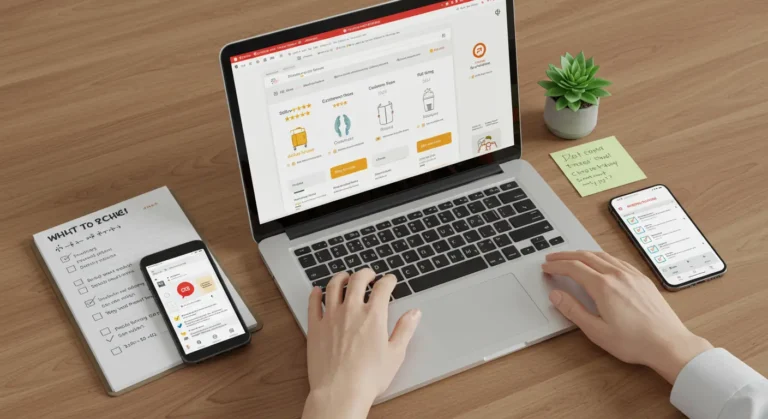 Checklist for evaluating new AliExpress sellers: ratings, reviews, product details, communication, and secure payment options for safer online shopping experience.